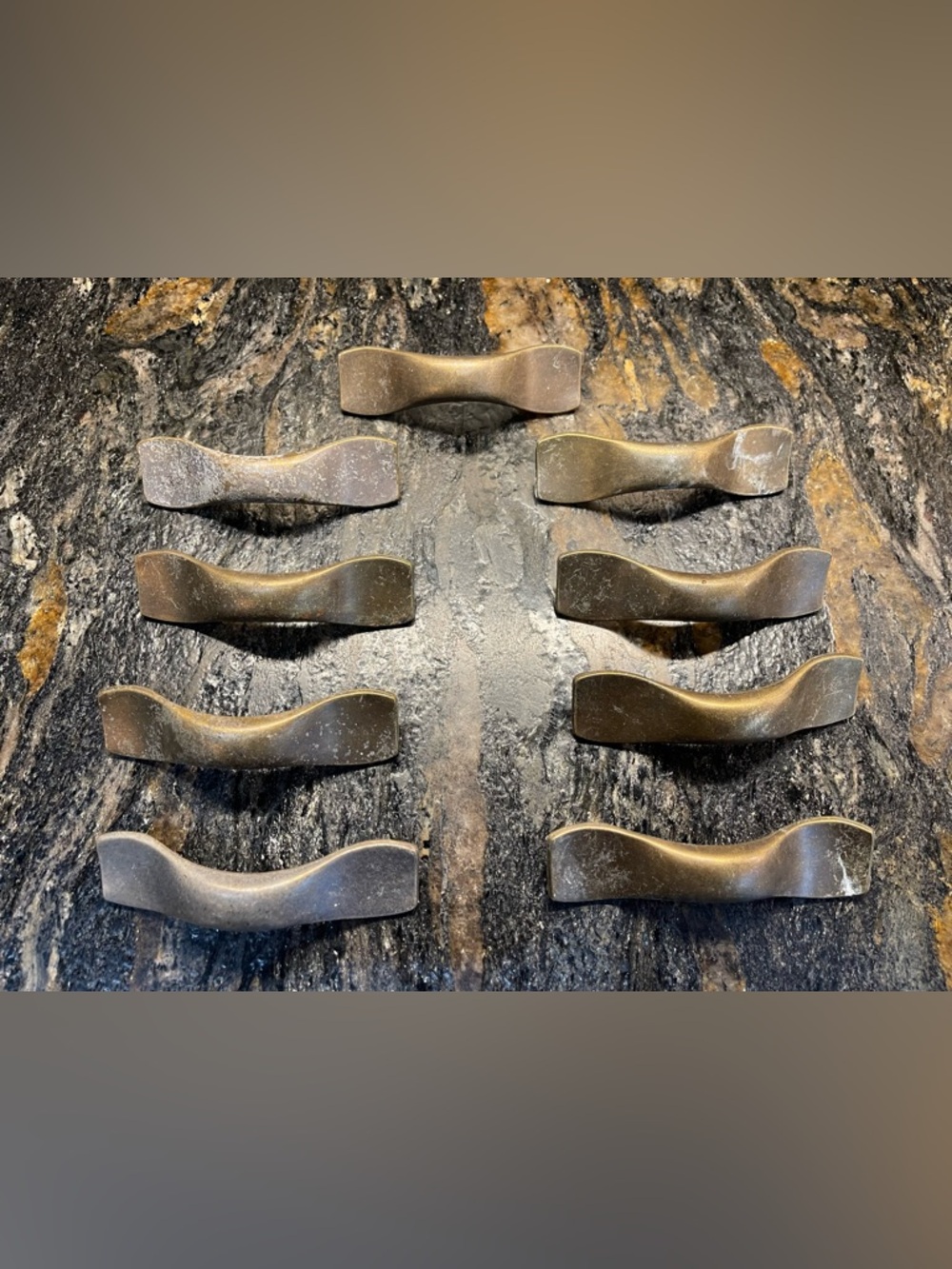 Antique Brass Drawer Pulls - Set of 9